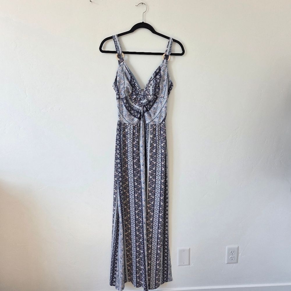 Derek Heart Paisley Floral Maxi Dress Twist Front Y2K 90s Beach Vacation Large - Picture 8 of 13